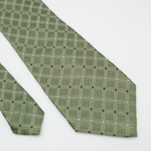 Nautica Green Woven Check Silk Tie‎